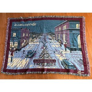 Vintage Goodwin Weavers Blanket Its a Wonderful Life Throw Cotton USA Made 1993